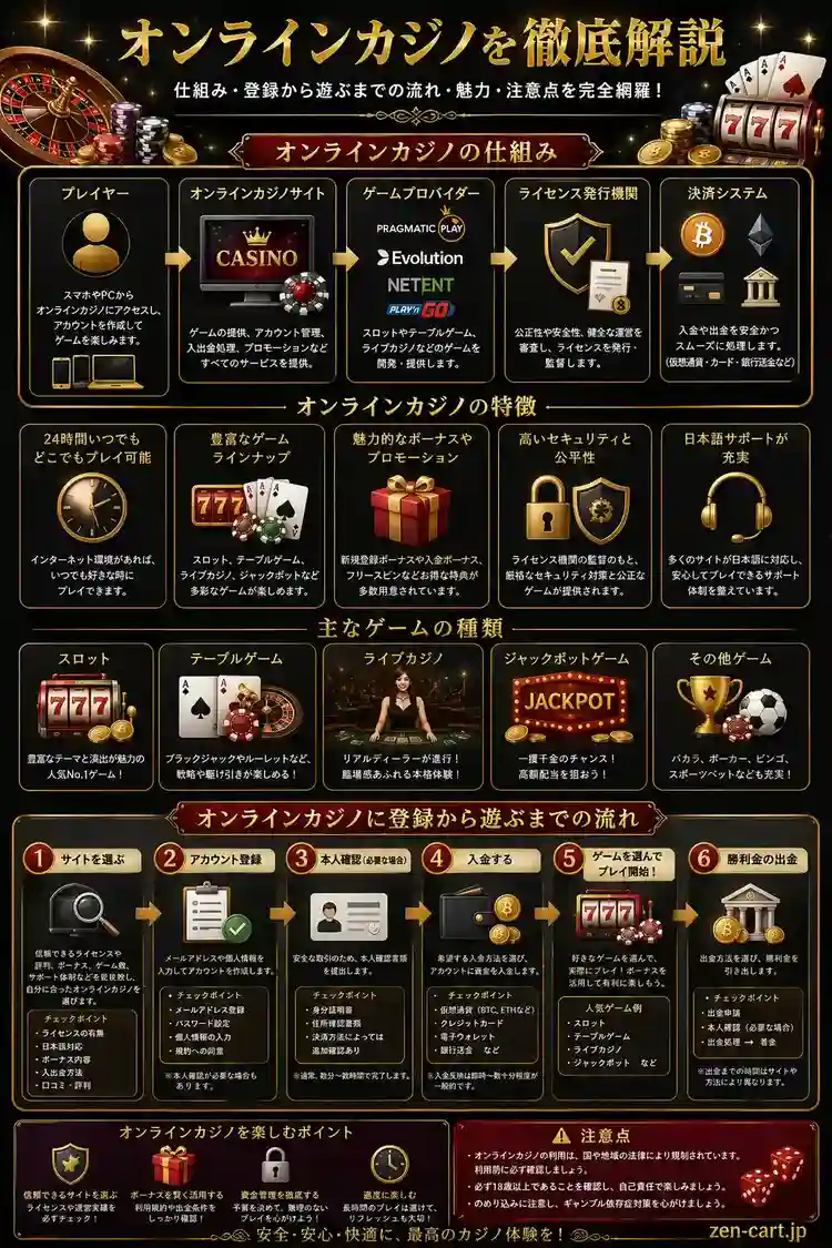 オンラインカジノの仕組みと流れ